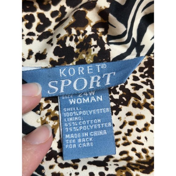 Vintage Koret Sport Front Zip Animal Print Jacket Lightweight Size 24W - Picture 4 of 6